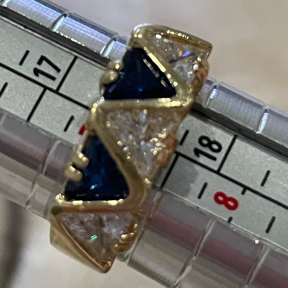 14K Gold Vermeil CZ and Simulated Sapphire Band - Picture 4 of 4